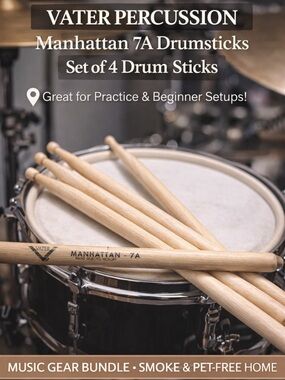 Vater Percussion Manhattan 7A Drumsticks Wood Drum Sticks Set of 4